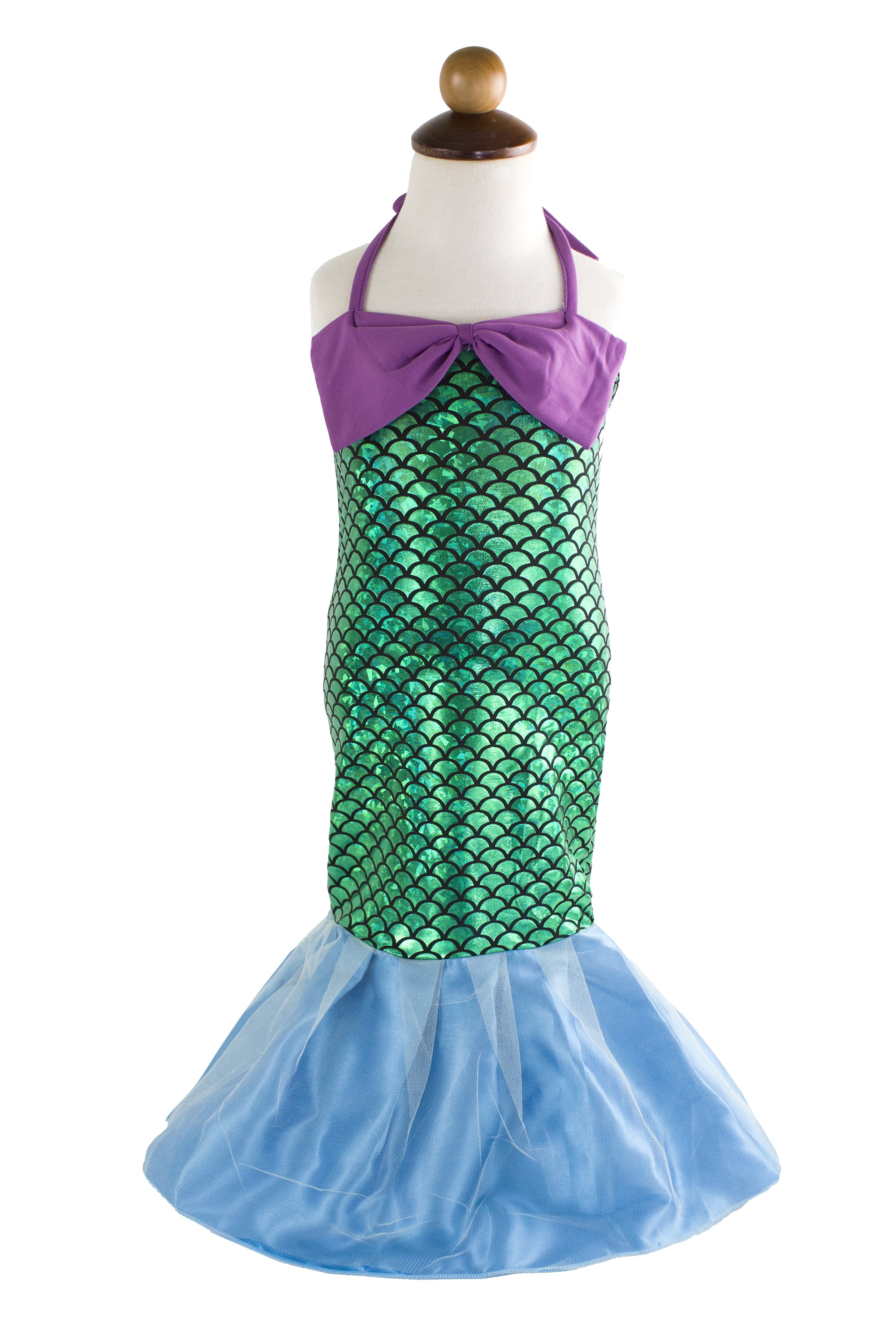 Little Girls Mermaid Costume Princess Dress Up Birthday Party Fancy Outfit Halloween Kids Dresses 1-10 Years with Accessories