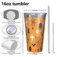 thumbnail image 4 of 16oz Tumblers Halloween Ghosts Pumpkins and Spider Webs Stainless Steel Vacuum Insulated Double Wall Travel Tumbler Cups Mug with Lid and Straw,Cleaning Brush for Coffee,Tea, 4 of 4