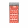 thumbnail image 2 of Retro Bedding Set with Sheet & Covers, Hexagonal Comb Pattern Geometrical Tile Graphic Artwork Vintage Design, Printed Bedroom Decor 2 Shams, 4 Sizes, Peach Coral Dark Coral, by Ambesonne, 2 of 3