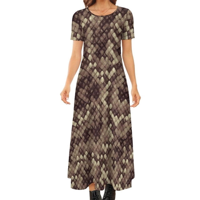 Snakeskin Dress Green and Black Python Aesthetic Bohemia Long Dresses Ladies Cute Maxi Dress Gift