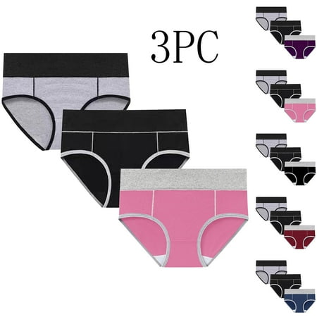 ATOYSOY Women s Period Underpants Plus Size Hip Lifting Cotton Panties  3 Pack Shapewear Control Briefs for Ladies Clearance Stretchy Solid Leak Proof Panty Comfy Multipack Black L