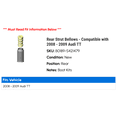 thumbnail image 2 of Rear Strut Bellows - Compatible with 2008 - 2009 Audi TT, 2 of 2