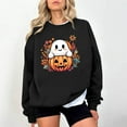 thumbnail image 3 of Kilaqueen Funny Graphic Halloween Sweatshirts for Women Casual Mock Neck Sweatshirt Cute Ghost Pumpkin Blouse Long Sleeve Oversized Sweatshirt, 3 of 5
