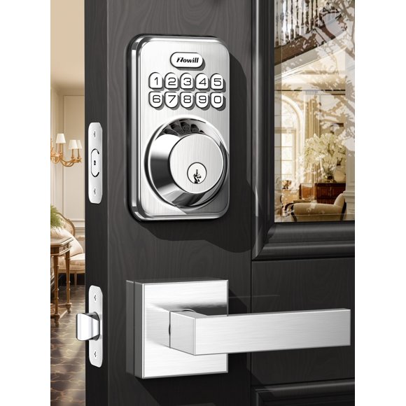 Cerradura de puerta de entrada sin llave con 2 manijas, cerrojo de teclado electrónico Zowill, bloqueo automático, contraseña anti-mirones, cerradura de puerta con código inteligente digital, juegos d