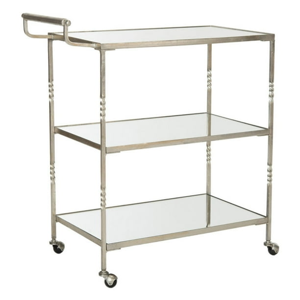 Safavieh Aurelius Bar Cart, Silver/Mirror Top