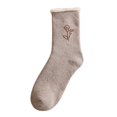 thumbnail image 2 of Wuxian Womens Socks Fuzzy Crew Sock Colorful Flower Embroidery Athletic Socks Winter Thermal Cozy Fuzzy Socks,Khaki,One Size, 2 of 3