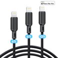 thumbnail image 1 of Cshidworld Lightning Charger Cable , Paquete de 3 Cables USB Lightning Certificados por Apple MFi de 6/6/10 Pies, Cable de Carga Rápida Trenzado de Nailon Compatible con iPhone 14/13/12/11/X/Max/8/7/, 1 of 7