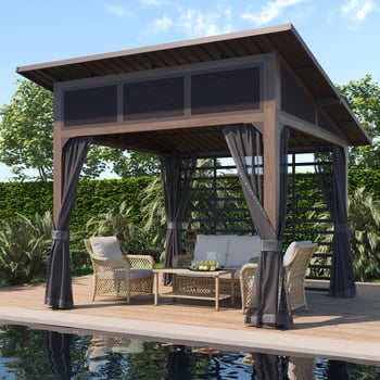 Abri de jardin en acier à toit rigide 3,6 m x 3,6 m HOMETRENDS, brun