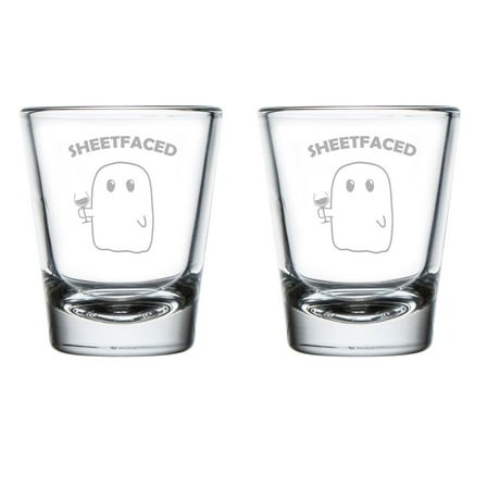 Set of 2 Shot Glasses 1.75oz Shot Glass Gift Sheetfaced Funny Ghost Halloween