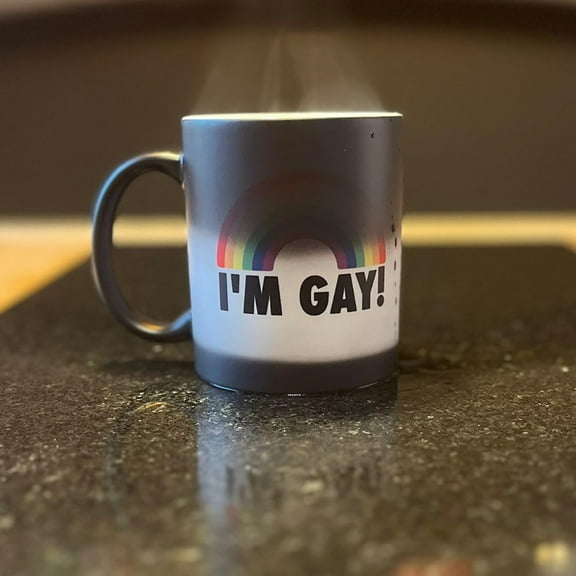 400ml Heat Changing Ceramic Mug - "Proud!" Rainbow Flag Color Shift Mug, Multi-Purpose Coffee Tea Cup, LGBTQ  Ally Gift for Christmas, Pride Month & Birthdays