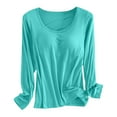 thumbnail image 1 of Built In Bra T Shirt For Womens Padded Long Sleeve Tops Active Blouses Soft Pajama Casual Shirts For Workout, 1 of 5