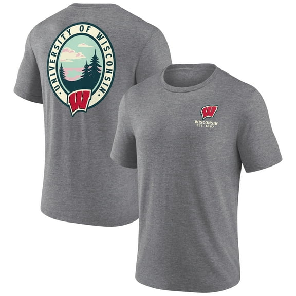 Men's Heather Gray Wisconsin Badgers Region Outdoors Tri-Blend T-Shirt