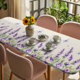 thumbnail image 3 of Botanical Lavender Floral Table Cloths for 8 Foot Rectangle Tables, Purple Flowers Butterfly Beige Patio Waterproof Elastic Fitted Tablecloths, Washable Rectangular Table Cover for Camping, 3 of 8