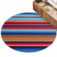 thumbnail image 2 of Round Area Rugs 5Ft, Mexican Style Non-Slip Washable Circle Rugs Carpet, Colorful Mexico Stripes Ombre Red Blue Indoor Outdoor Rug Floor Mats Throw Runner for Bedroom Living Room Bathroom, 2 of 8
