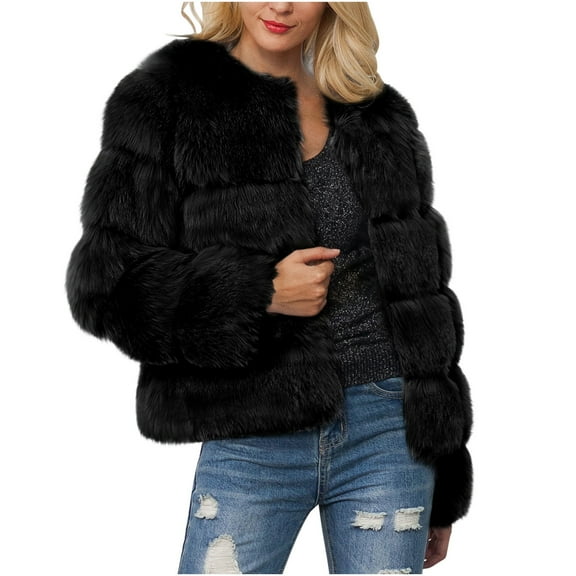 Lindreshi Winter Coats for Women 2023 Trendy Women Winter Warm Faux Coat Warm Furry Faux Jacket Long Sleeve Outerwear