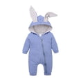 thumbnail image 2 of UACY Baby Cute Bunny Ear Onesie Jumpsuit Fuzzy Warm Fleece Sherpa Bed Romper Animal Zip up Furry Warm Fall Winter Outfit (Blue, 6-9 Months), 2 of 4