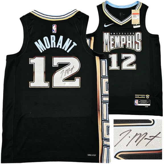 Memphis Grizzlies Ja Morant Autographed Black Nike City Edition Swingman Jersey Size 48 Beckett BAS QR 218585