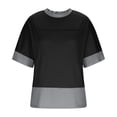 thumbnail image 5 of Royisotas Womens Summer Tops Casual Oversized Short Sleeve T Shirts Crewneck Color Block Side Slit Blouses, 5 of 9