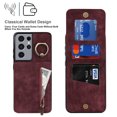 thumbnail image 3 of Nalacover for Samsung S21 Ultra, Wallet with RFID Credit Card Holder and Zipper Pocket,Drop Protection Flip Cover Ring Holder Kickstand with Double Magnetic Clasp for Samsung Galaxy S21 Ultra, Winered, 3 of 10