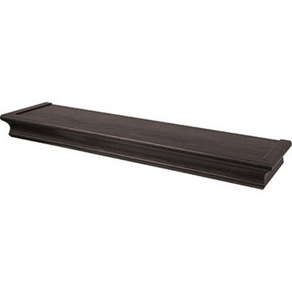 HIGH & MIGHTY Decorative 24" Floating Shelf Holds up to 20lbs, Easy Tool-Free Dry Wall Installation, Beveled, eCommerce Packaging, Espresso