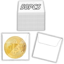50Pcs Single Pocket Coin Sleeves Collector, 2.2 x 2.2 inch Individual Clear Plastic Sleeves Holder Small Coin Holder Plastic Coin Pouch Single Coin Protector for Coins Jewelry Storage