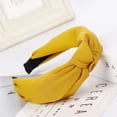 thumbnail image 4 of Ljudmp Fabric Twisted Knot Headband for Women Non Slip Hair Hoop Minimalist Hair Bands Hair Wrap For Daily Office Party Facial Hair Accessories Yellow #1, 4 of 4
