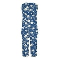 thumbnail image 5 of QATAINLAV Pajamas Set for Women Sleeveless Tank Tops and Capri Pants Pjs Sets Casual Pleated Round Neck Shirt Capris Loungewear 2 Piece Outfits Todays Sales Light Blue S, 5 of 7