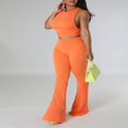 thumbnail image 4 of Stylish Women‘s Solid Color Ribbed Tank Tops and Flared Pants Set, 4 of 7