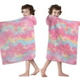 thumbnail image 4 of Pink Tie Dye Pattern Hooded Bath Towel，50"x30" for Ages 3 To 12 Kids, Quick Dry Lightweight Soft Microfiber Hood Beach Towel Cover Up for Kids, 4 of 7