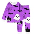 thumbnail image 4 of Weebloom Halloween Pajamas For Kids Girls Cute Bat Boys Pajama Set Long Sleeve Sleepwear Nightwear Pjs Loungewear Purple 7Y, 4 of 4