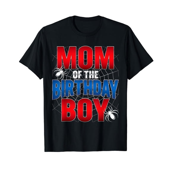 Mom of the Birthday Boy Costume Spider Web Birthday Party T-Shirt