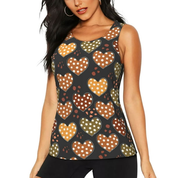 Fotbe Heart Blusas Sin Mangas para Mujer – Estilo Casual, Corte Suelto, Slim-Fit, Cuello Redondo Deportivo, Tops de Verano para Gimnasio y Yoga-Small