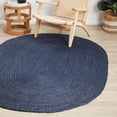 thumbnail image 1 of Natural Fiber Braided Oval Jute Area Rug - Vintage Hand Braid Handmade Sisal Tress de Lit (4x6 Feet, Blue), 1 of 1