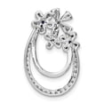 thumbnail image 4 of 14k White Gold Floral Pendant Necklace for Women with Blue Sapphire Center, Diamond Details, Bow Design, Elegant Fine Jewelry, Dainty Feminine Gemstone Charm, 4 of 6