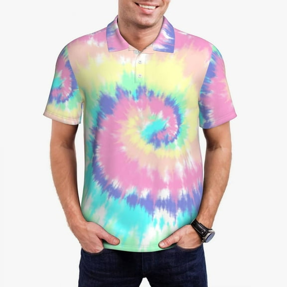 Abstract Print Polo Shirts Pastel Casual Shirt Date Street Style T-Shirts Male Short Slee