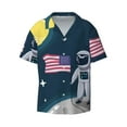 thumbnail image 3 of Goofa Astronaut With USA Flag Printed Men's Casual Short-sleeved Shirt,Lightweight Breathable Button-down,Summer Casual men's top,Versatile Fashion shirt-Large, 3 of 7