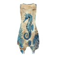 thumbnail image 3 of HELLHERO Seahorse Ocean Map Summer Sleeveless Dress, Side Pockets Summer Sleeveless Sundress Round Neck Asymmetric Asymmetric Dresses for Party Cocktail Party, 3 of 8