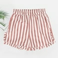 thumbnail image 2 of DeHolifer Shorts for Women Striped Elastic Waisted Straight Leg Drawstring Loose Comfy Shorts with Pocket Watermelon Red M, 2 of 7