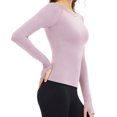 thumbnail image 6 of ClodeEU Women's Long Sleeve Running Tops ,Seamless Yoga Wear, Sportswear Breathable Workout Clothes Pink,Womens Plus L, 6 of 7