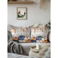 thumbnail image 3 of Outdoor Pillows Waterproof, Orange Blue Fall Bedding Throw Pillows with Insert for Couch Sofa Bed, Thanksgiving Pumpkin Botanical Vintage 16x16 Inch Pillowcases Decorative Patio Pillow Set of 1, 3 of 8