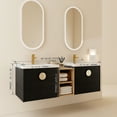 thumbnail image 2 of 60 Inch Bathroom Vanity With Sink And Cupboard - Wall Mounted, Black Chestnut Finish 60" Cabinet Modern Appearance, 2 of 7