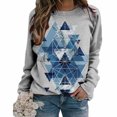 thumbnail image 4 of Camisas informales de manga larga para mujer, sudadera de cuello redondo con estampado de rombos geométricos, jersey de cuello redondo, Tops tipo túnica holgados Pompotops FGAJ1309, 4 of 6