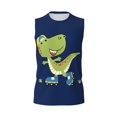 thumbnail image 6 of Picia Dino Playing Roller Skate mens Cotton Tank Undershirts , Moisture-wicking Ribbed Tanks, Lightweight Cotton Tank Undershirts-Small, 6 of 8