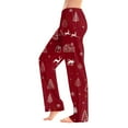 thumbnail image 2 of Women's Soft Comfortable Plush Casual Pyjama Bottoms with Christmas Snowflake and Tree Print, Home Sleep Pants for Winter Wear, Cozy Lounge Pants and Indoor Use, Wine, XL, 2 of 5