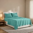 thumbnail image 3 of Lux Decor Collection Queen Size 4 Piece Sheet Set Brushed Microfiber High GSM, Upto 16 Inches Deep Pocket Bedding Sheets & Pillowcases - Teal, 3 of 10