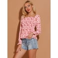 thumbnail image 4 of INSPIRE CHIC Women's Off Shoulder Long Bell Sleeve Floral Print Smocked Blouse Top, 4 of 6