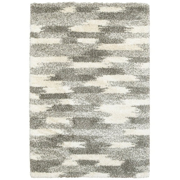 Oriental Weavers Henderson Shag Area Rug 565J9 Shag Grey Rows Banded 7' 10" x 7' 10' Round