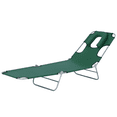 thumbnail image 1 of Outsunny Chaise Longue d'Extérieur, Chaise Longue Pliante Réglable avec Ouverture pour le Visage, Chaise de Bronzage Lit Bain de Soleil Inclinable, Vert, 1 of 9