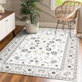 thumbnail image 4 of Haperlare Vintage Area Rugs Oriental Floral Distressed Accent Rug Machine Washable Rug Boho Living Room Rug, 5' x 7' Beige Black, 4 of 5