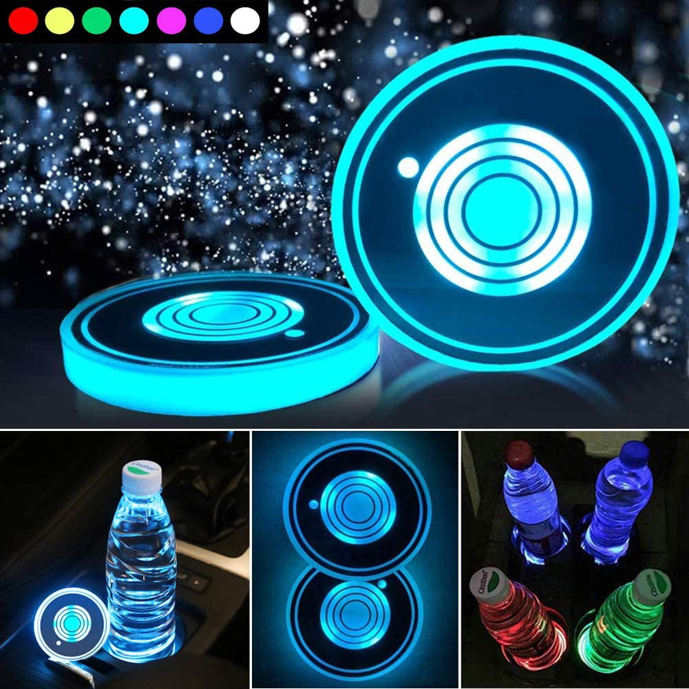 2 LED Cup Pad Mat Holder Bar Party Decor Drink Coaster Luminous Atmosphere Light 